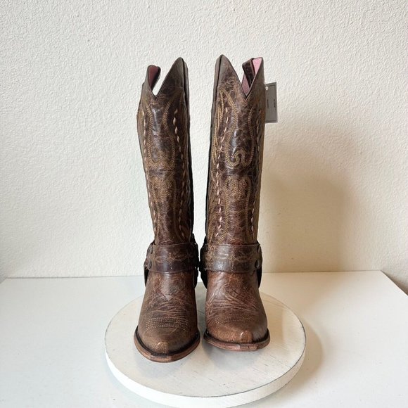 EUC Junk Gypsy Lane VAGABOND Boots 10 Brown Distressed Snip Toe Western Cowboy - Picture 4 of 8